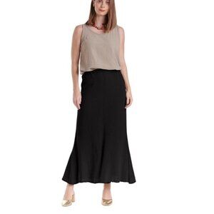 OH MY GAUZE Skirt Size 1 Crinkle Mermaid Flared Maxi A-Line Elastic Waist Black